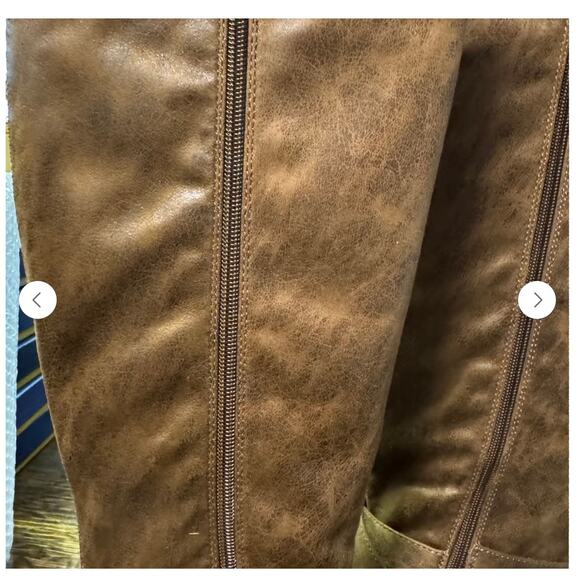 Bullboxer KAYLEY Brown Faux Leather Side Zip Round Toe Knee High Boots Women - Picture 7 of 8